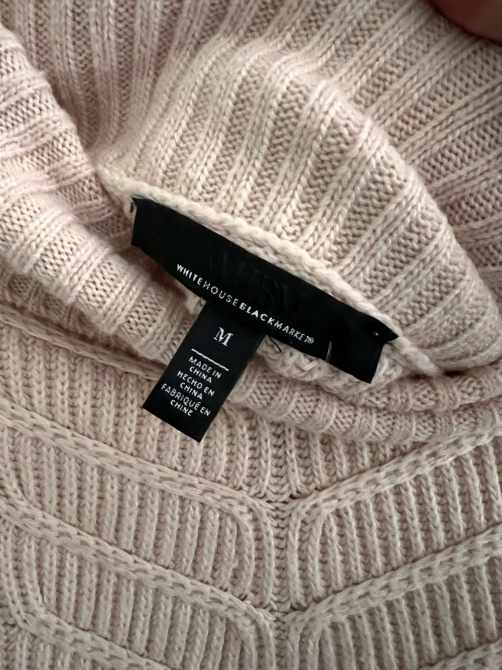 White House Black Market Blush Pink Cable-Knit Off-Shoulder Sweater | Sz Medium - Picture 3 of 4